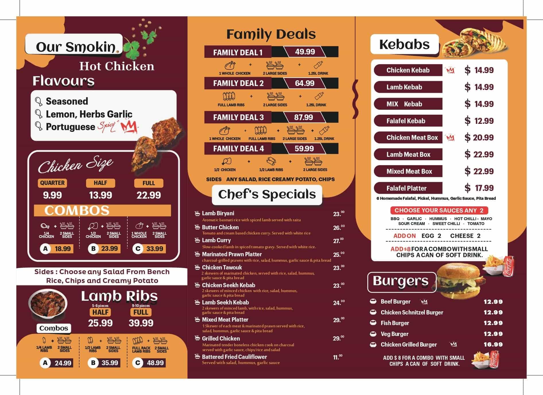 Smoky Charcoal Chicken Menu